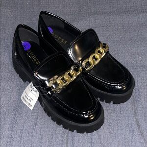 Guess Black Loafers with Gold Accent
